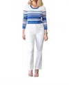 L Agence Yukio Striped Cropped Crewneck Top In White Navy In Multi