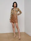 L Agence Yvette Vegan Leather Mini Skirt In Brown