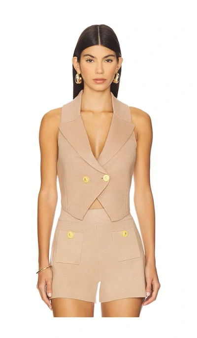 L Agence Zadie Knit Vest In Brown