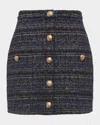L Agence Zander Tweed Mini Skirt In Bluegreen Multi Tweed