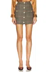 Shop L Agence Zander Mini Skirt In Tan/teal Plaid In Multi