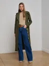 L Agence Zavia Denim Trench Coat In Green