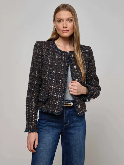 L'agence Zaya Tweed Jacket In Brown