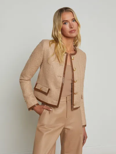 L'agence Zaya Tweed Jacket In Cappuccino/gold Stripe