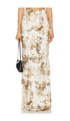 L Agence Zeta Maxi Skirt In Cream,brown