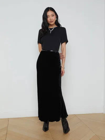 L Agence Zeta Maxi Skirt In Black