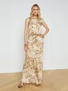 L Agence Zeta Maxi Skirt In Ivory Multi Boute Paisley