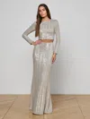 L Agence Zeta Sequin Maxi Skirt In Neutral