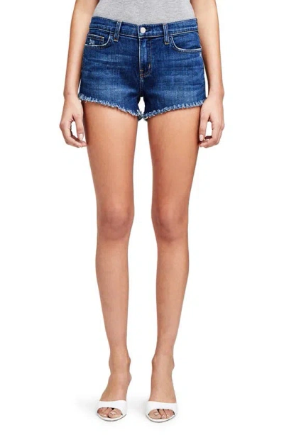 L Agence Zoe The Perfect Fit Denim Shorts In Authentique Rose Gold Foil