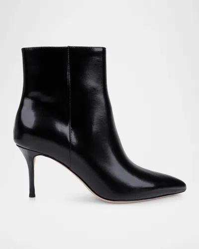 L & Apos;agence 75mm Houston Ii Croc-embossed Patent Leather Ankle Booties In Black Leat