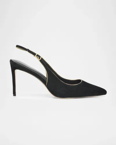 L & Apos;agence 85mm Vichy Ii Suede Slingback Pumps In Black Sued