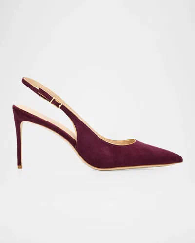 L & Apos;agence 85mm Vichy Ii Suede Slingback Pumps In Burgundy S