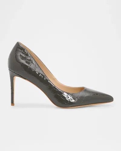 L & Apos;agence 95mm Maelle Iii Patent Leather Pumps In Grey Paten