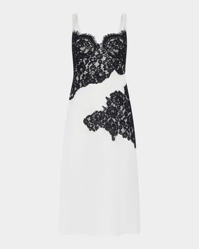 L & Apos;agence Akiya Silk Tank Dress In Ivory Black