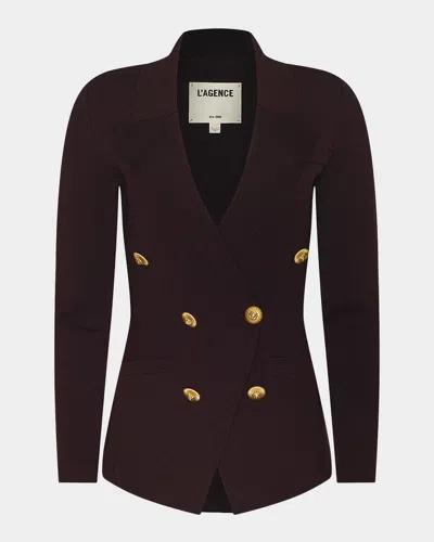 L & Apos;agence Amelia Knit Double-breasted Blazer In Dark Java