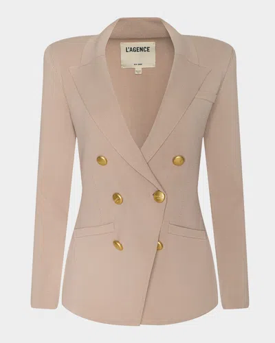 L & Apos;agence Amelia Knit Double-breasted Blazer In Light Cappuccino