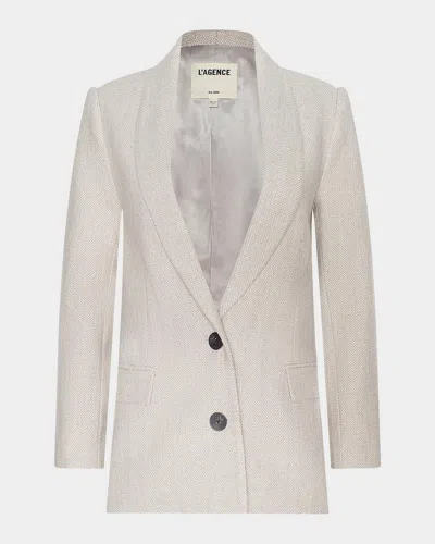 L & Apos;agence Amelie Herringbone Tweed Single-breasted Blazer In Cappuccino