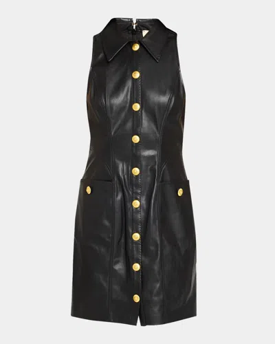 L & Apos;agence Apolline Sleeveless Faux-leather Mini Dress In Black