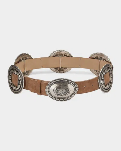 L & Apos;agence Austin Suede Concho Belt In Brown