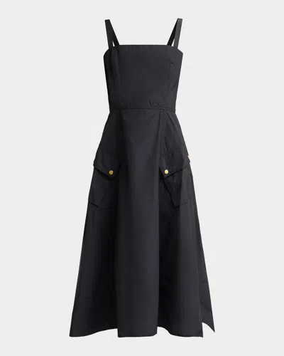 L & Apos;agence Ayela A-line Midi Dress In Blackgold