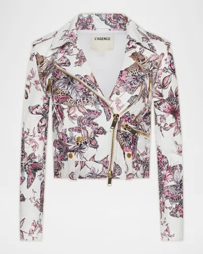 L & Apos;agence Blakely Printed Leather Biker Jacket