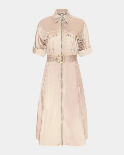 L & Apos;agence Callen Belted Midi Shirtdress In Biscuit