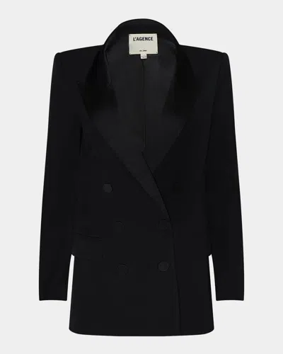 L & Apos;agence Cambrie Oversized Blazer With Boutonniere In Black