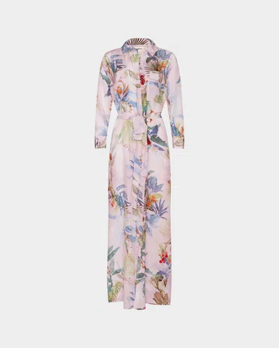 L & Apos;agence Cameron Palm Maxi Shirtdress In Multi