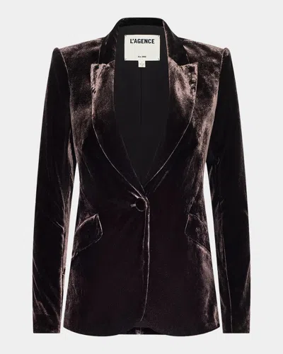 L & Apos;agence Chamberlain Velvet Blazer In Purple
