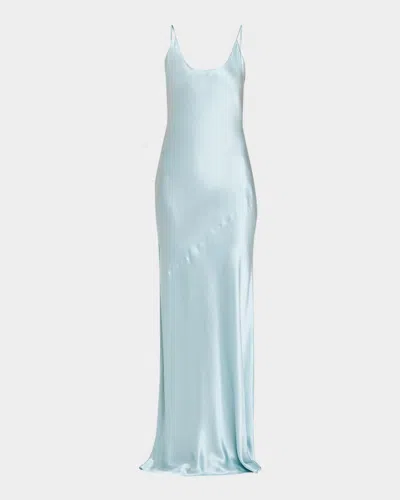 L & Apos;agence Charmaine U-neck Silk Gown In Blue