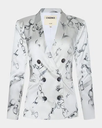L & Apos;agence Colin Silk Double-breasted Blazer In Multi