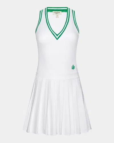 L & Apos;agence Courtney Racerback Tennis Dress In White/green