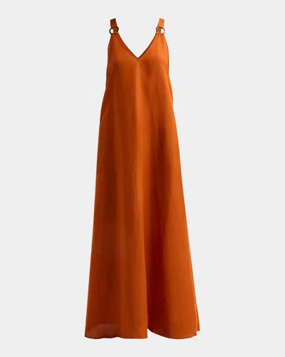 L & Apos;agence Didi Linen-blend Maxi Dress In Sienna