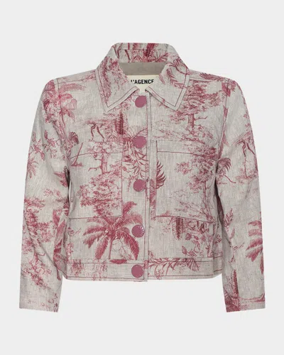 L & Apos;agence Eda Cropped Etoile-print Linen Jacket
