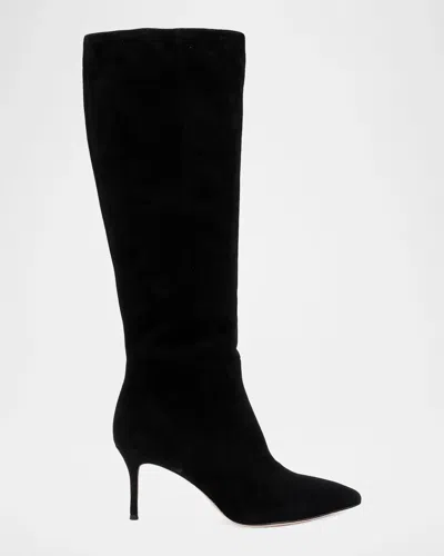 L & Apos;agence Herald 75mm Suede Knee-high Boots In Black Sued