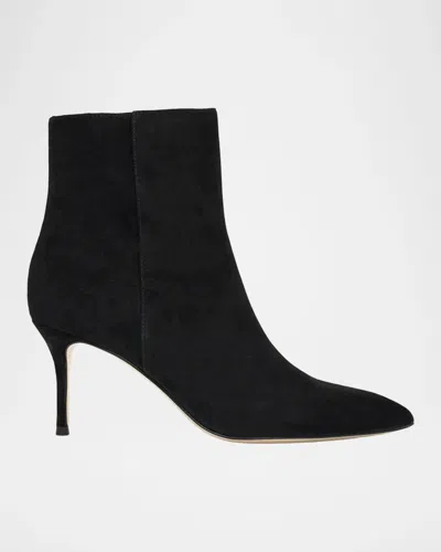 L & Apos;agence Houston 75mm Suede Stiletto Booties In Black