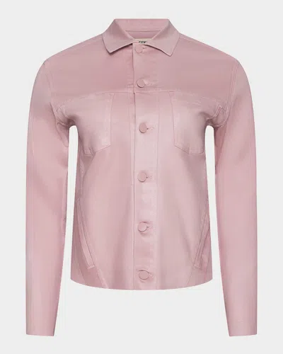 L & Apos;agence Janelle Slim Coated Denim Jacket In Pink