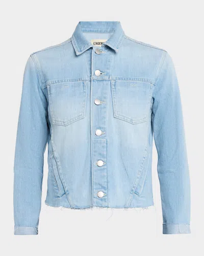 L & Apos;agence Janelle Slim Raw-edge Jacket In Blue