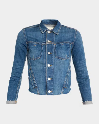 L & Apos;agence Janelle Slim Raw-edge Jacket In Blue