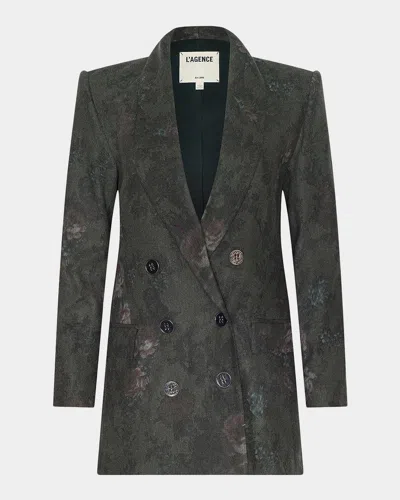 L & Apos;agence Jayda Relaxed Double-breasted Blazer In Gray