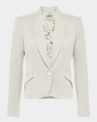 L & Apos;agence Jennah Single-breasted Tweed Blazer In White
