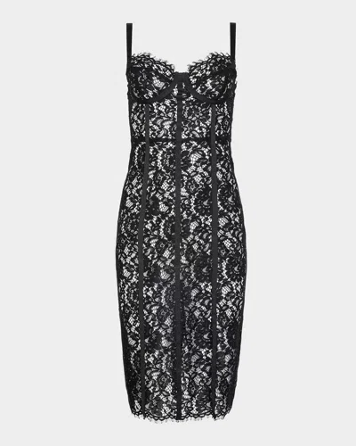 L & Apos;agence Jennifer Lace Midi Dress In Black