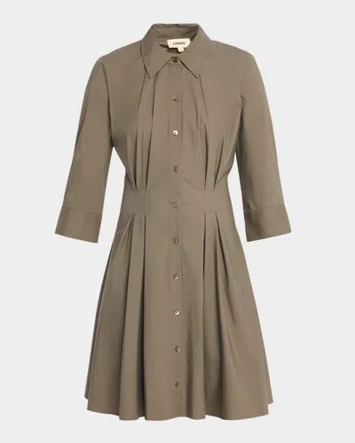 L & Apos;agence Journi Pintucked Shirtdress In Smokey Olive