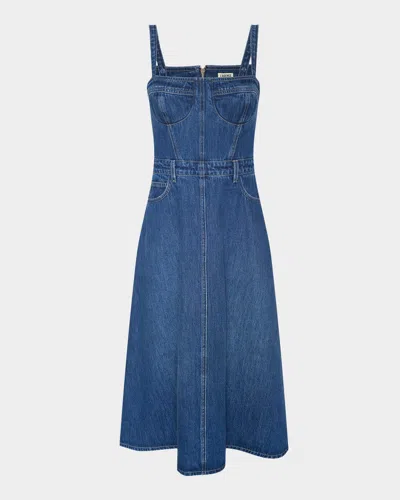 L & Apos;agence Jovie Denim Bustier Midi Dress In Multi