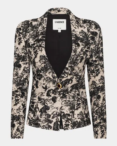 L & Apos;agence Kaisley Jacquard Toile Blazer In Brownbeig