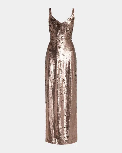 L & Apos;agence Karma Sequined Sleeveless Maxi Dress In Dark Carda