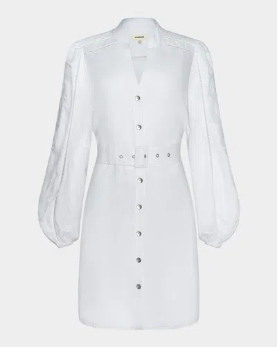L & Apos;agence Kiersten Belted Lace-inset Midi Dress In White
