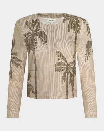 L & Apos;agence Lian Palm Tree Beaded Crop Jacket