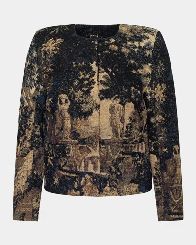 L & Apos;agence Lian Tapestry Collarless Jacket In Black