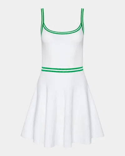 L & Apos;agence Lilibet Knit Tennis Dress In White/green